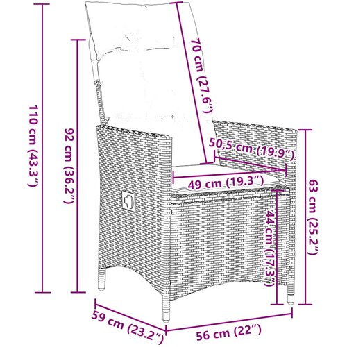  5-dijelni vrtni blagovaonski set s jastucima poliratan smeđi Smeđa 90 x 90 x 75 cm Slike