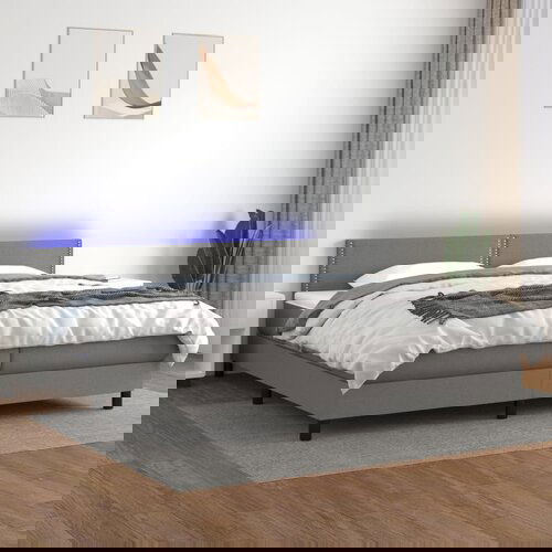The Living Store Box spring postelja z vzmetnico LED temno siva 200x200 cm blago - Box Spring Postelja, (21515943) Slike