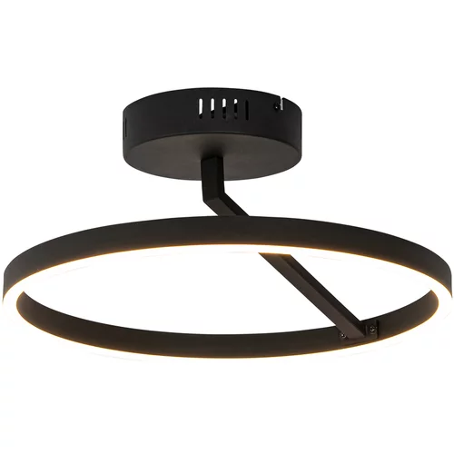 QAZQA Dizajnerska stropna svetilka črna z LED 3-stopenjskim zatemnitvijo - Anello