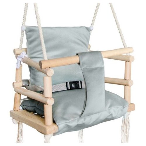 Kruzzel Dječja Ljuljačka za Bebe i Djecu &ndash; Drvena Indoor Swing Sjedalica s Jastukom, Siva Cijene