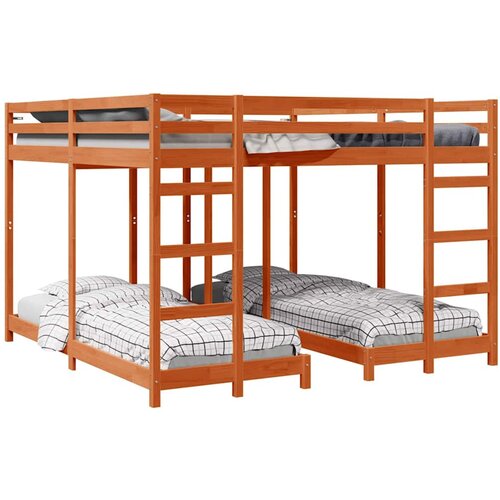 vidaXL Okvir trojne postelje Voskast rjav 200 x 200 cm, (5000102310) Cene