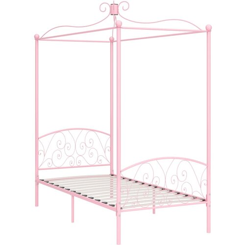 Maison Chic Posteljni okvir - Enojna postelja - Postelja za odrasle z ogrodjem za baldahin roza kovinski 100x200 cm, (21696069) Cene