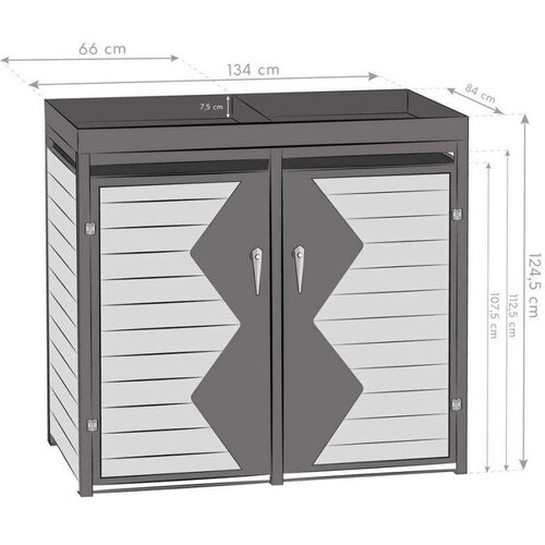  Westman Spremi&amp;scaron;te za 2 kante za smeće | 2x240 litara | Antracit | 84x134x125 cm - BRANDED IN GERMANY Slike