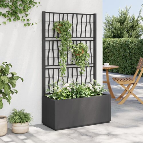 Furnova Cvetlično korito z oporno mrežo temno sivo 80x36x140 cm PP, (21920310) Slike