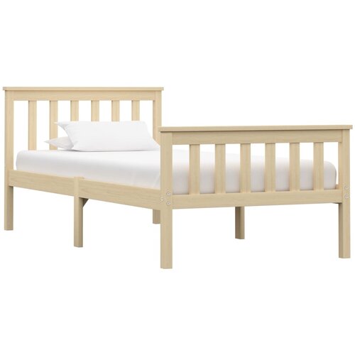 VidaXL Posteljni okvir svetel les trdna borovina 100x200 cm Slike