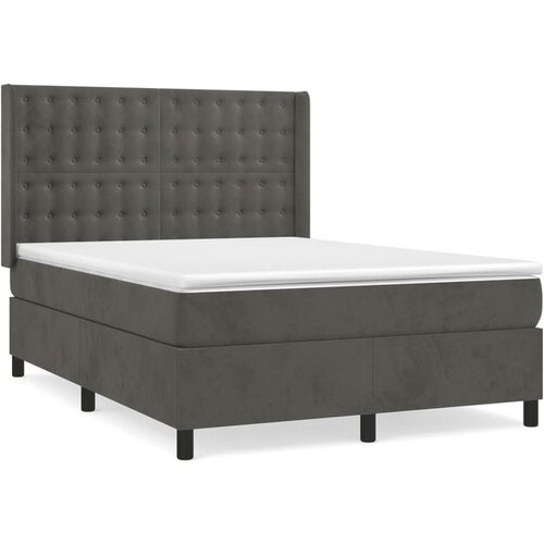 VidaXL Box spring posteljni z vzmetnico temno siv 140x190 cm žamet, (20790695) Slike