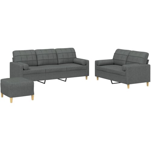  3-dijelni set sofa s jastucima tamnosivi od tkanine Slike