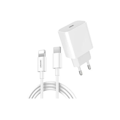 Denmen DC06L Punjač za mobilne Type C 20W 3,6A Fast + Lightning kabl BELI Cene