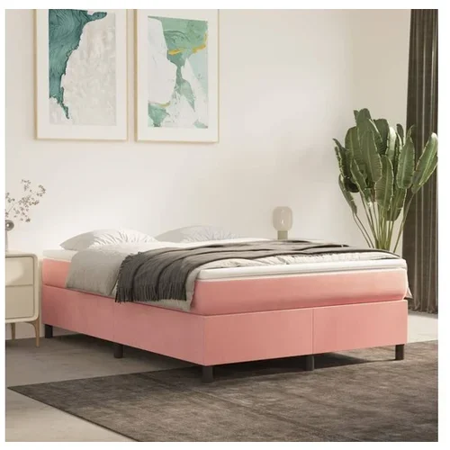  Box spring postelja z vzmetnico roza 140x200 cm žamet