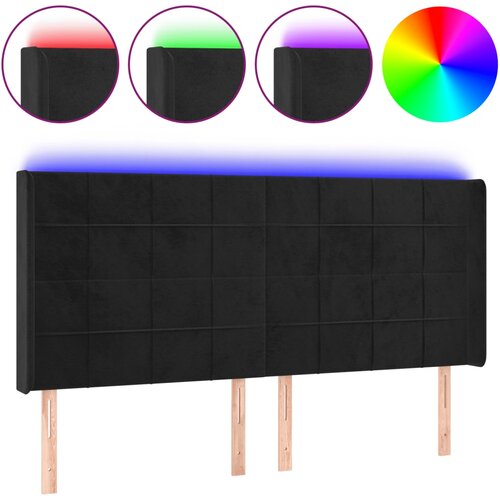 Maison Chic LED posteljno vzglavje - Vzglavna omarica črno 183x16x118/128 cm žamet, (22077647) Cene