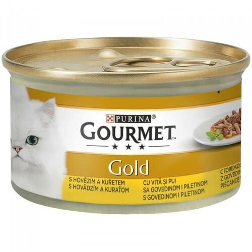 Purina gourmet Gold Vlažna hrana za mačke govedina i piletina 85 g Slike
