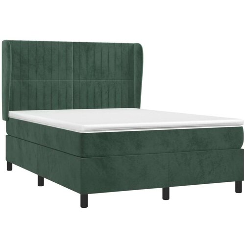 VidaXL Box spring postelja z vzmetnico temno zelen 140x190 c Slike