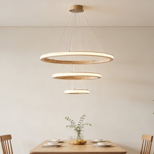  Brilagi - drveni LED luster UMEA WOOD na sajli, LED/45W/230V, prečnik 60 cm Slike