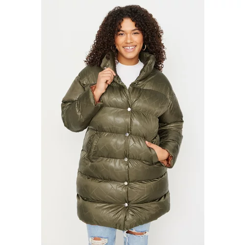 Trendyol Curve Plus Size Winterjacket - Khaki - Puffer