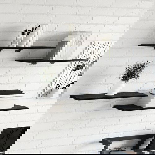 vidaXL Police za Zid Črni hrast MDF 60 x 30 x 1.5 cm Pravokotne Cene
