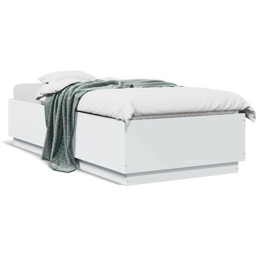 VidaXL Posteljni okvir z LED lučkami bel 100x200 cm inženirski les Slike