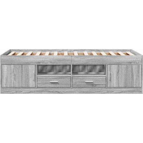  Okvir kreveta s pohranom s ladicama Siva Sonoma 80 x 200 cm Slike