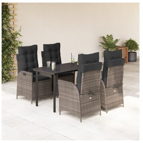 vidaXL 5-dijelni vrtni blagovaonski set sivi od poliratana Cijene