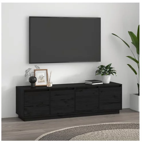  TV omarica črna 156x37x45 cm trdna borovina