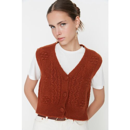 Trendyol camel soft textured knitwear sweater Slike