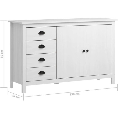 VidaXL komoda hill range bijela 130 x 40 x 80 cm od masivne borovine Slike