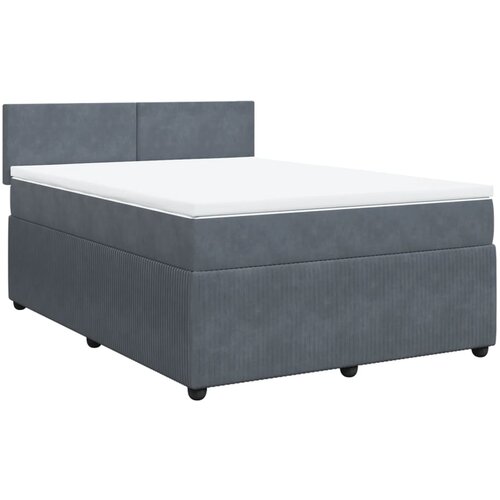 vidaXL Box spring postelja z vzmetnico temno siva 160x200 cm žamet, (21310787) Cene