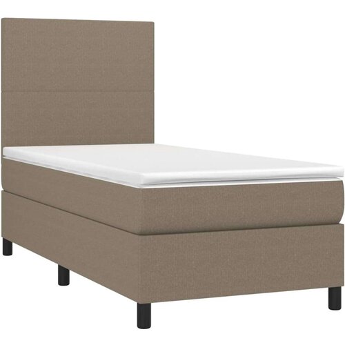 VidaXL Krevet box spring s madracem LED smeđesivi 100x200 cm tkanina Slike