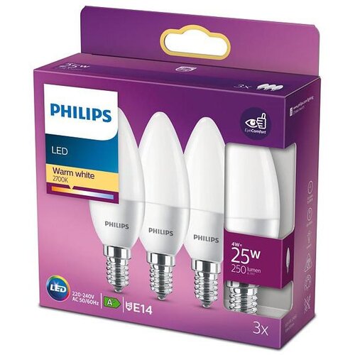 Philips komplet 3x led sijalica B35 E14/4W/230V 2700K Cene