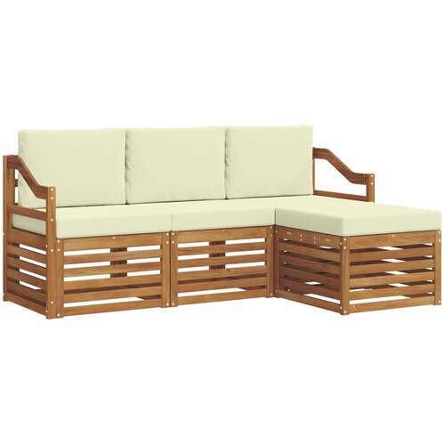  Set vanjskih sofa 4 kom. Prirodna i krem Bijela 185,5 x 122,5 x 73 cm Slike