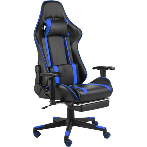 vidaXL Vrtljiv gaming stol z naslonjalom za noge moder PVC Cene