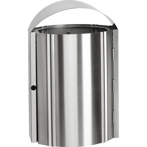 VAR Zbiralnik odpadkov iz nerjavnega jekla za uporabo na prostem, prostornina 50 l, VxŠxG 970 x 480 x 350 mm, stenska montaža Cene