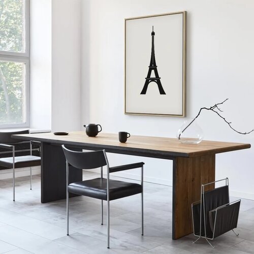  Slika - Eiffel Tower Simple Graphics in Black and White 60x90 U prirodnom drvenom okviru Slike