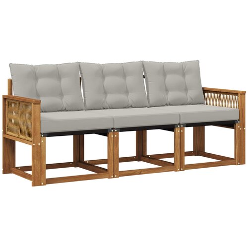 vidaXL Zunanja garnitura za sedenje 3 pcs Naravna in svetlo siva, (5000280910) Cene