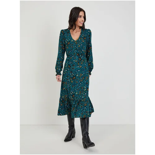 Orsay dark green women's patterned midishats - ladies