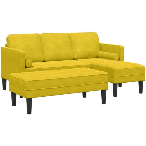  Vrtni kauč s klupom i jastučićima u L-oblika žutog baršuna  L-oblika Kauč žut 173x131x67 cm baršun  klupa žuta 113x57x39 cm barš Cijene