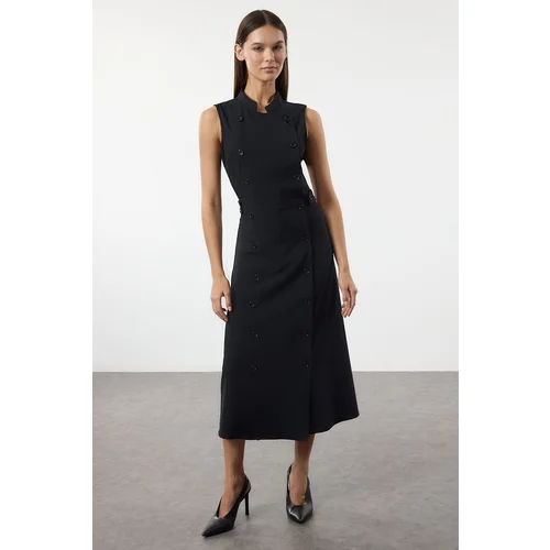 Trendyol Navy Blue Plain Midi Woven Dress