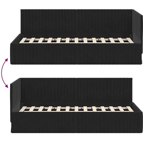  Kutni okvir kreveta s uzglavljem Crna 90 cm x 200 cm Bar&amp;scaron;un Slike