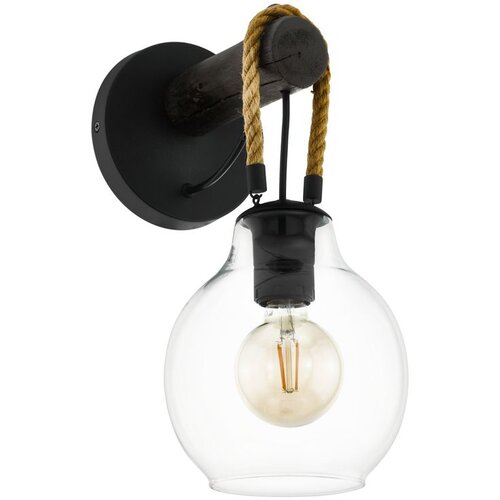 Eglo Zidna lampa RODING E27 35 cm crna/drvo/staklo 43619 Slike