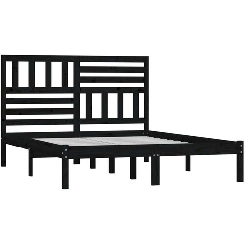 VidaXL okvir za krevet od masivne borovine crni 140 x 190 cm Slike