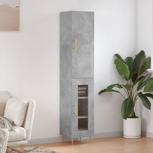 VidaXL Visoka komoda siva betona 34,5x34x180 cm od konstruiranog drva Slike