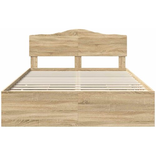  Krevetna konstrukcija s ladicama Sonoma hrast 150 x 200 cm Smeđa 206 x 153 x 90 cm Slike