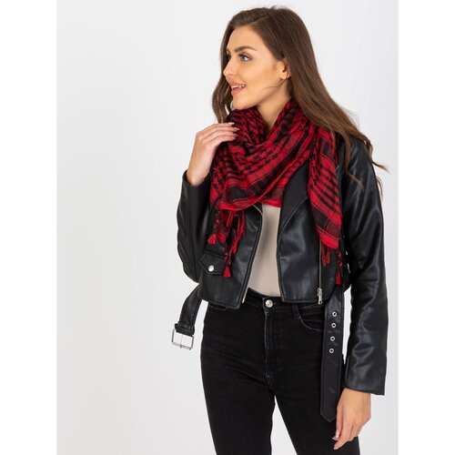 Fashion Hunters Maroon and black scarf with fringes Cijene