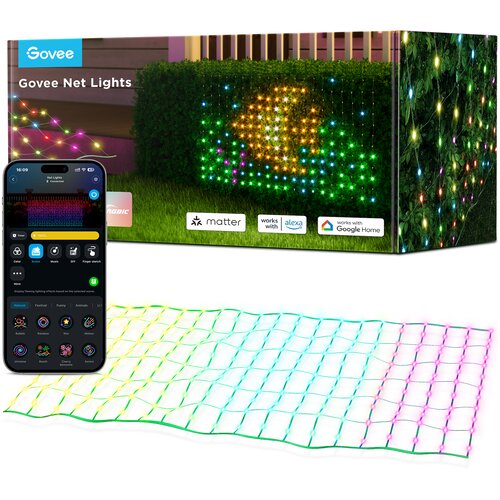 GOVEE - LED RGBIC spolja&scaron;nja svetlosna mreža 143x85cm Wi‑Fi Matter IP65 Cene