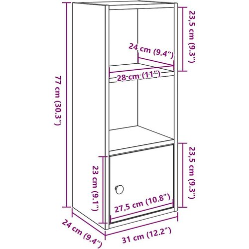 vidaXL Regal za knjige boja hrasta 31x24x77 cm konstruirano drvo Cene