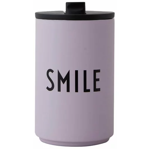Design Letters Ljubičasta putna termo šalica Smile, 350 ml