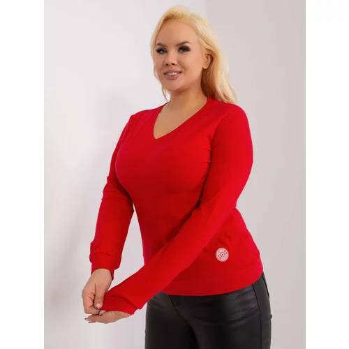 Fashion Hunters Red plus size blouse with long sleeves