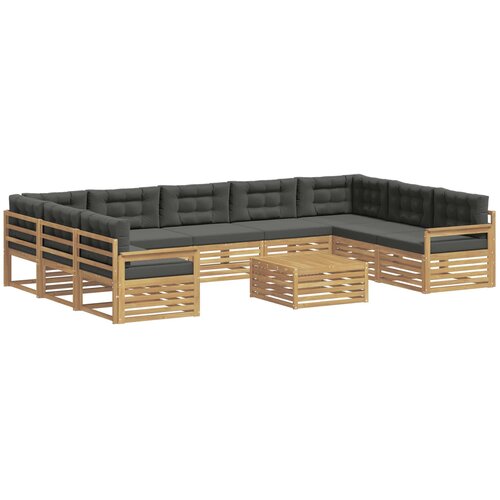 vidaXL Zunanja garnitura za sedenje z blazino 10 pcs Bela in antracit, (5000271328) Cene