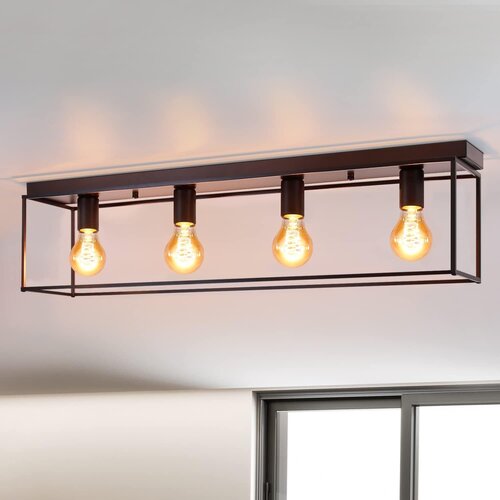 Nettlife Stropna svetilka 4 žarnice E27 vintage črna industrijska za spalnico in dnevno sobo v retro kovinski izvedbi, (22111125) Cene