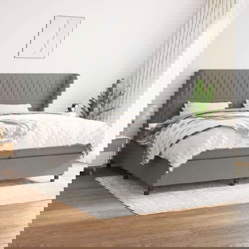  Krevet s oprugama i madracem tamnosivi 200 x 200 cm od tkanine Slike