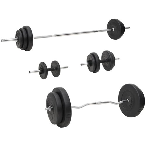 vidaXL Set dvoručnih i jednoručnih utega s pločama 90 kg Cijene
